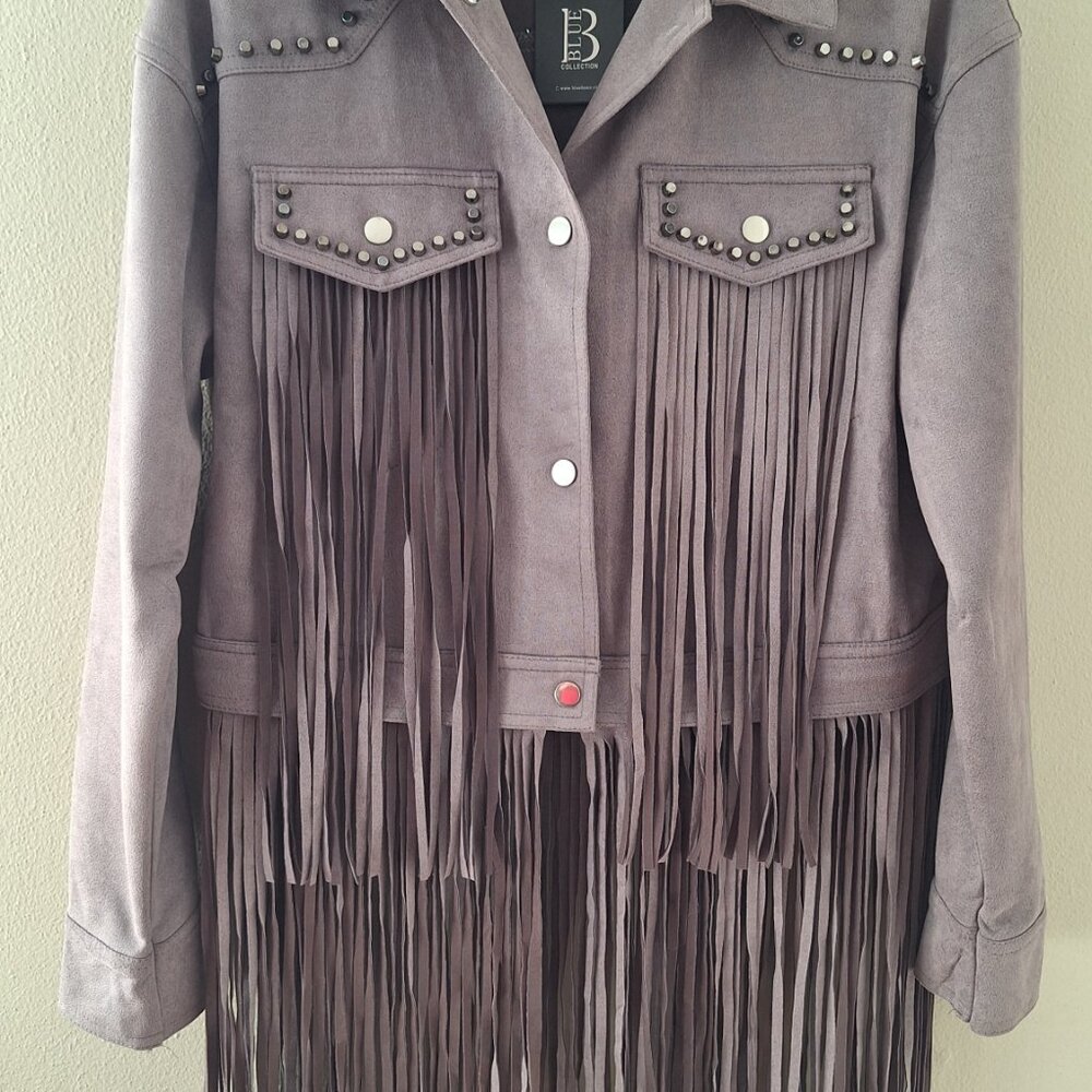 Western Fringed Cropped Jacket by Blue B NWT Women's Size LARGE